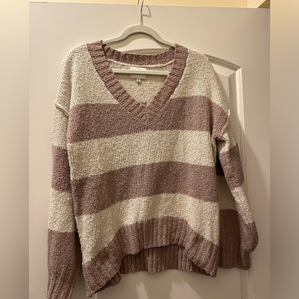 light purple and white striped sweater